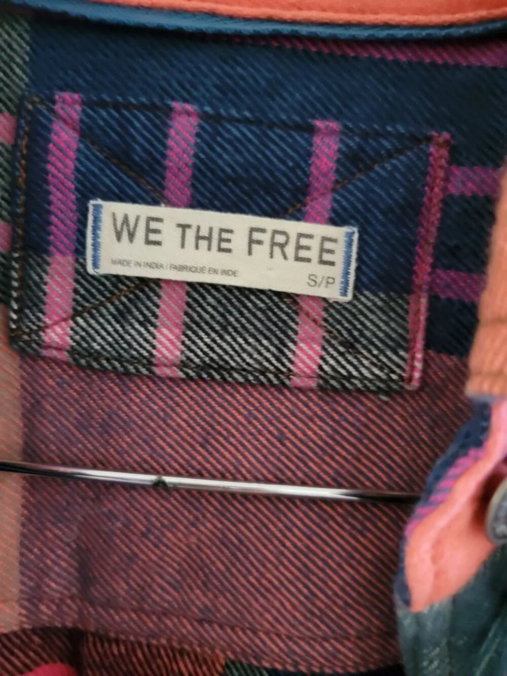We The Free People Summer Patchwork Plaid Flannel Shirt size Small Oversized - Picture 4 of 8